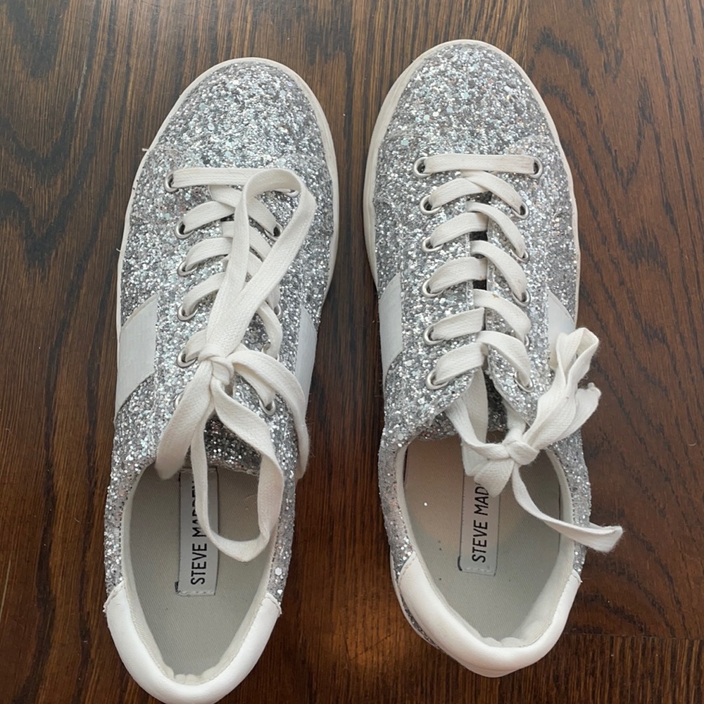 Sparkly silver Steve Madden Sneakers
